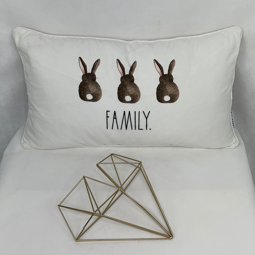 Rae Dunn Bunny Family Embroidered Accent Pillow
